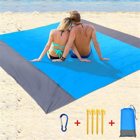 Sand Free Beach Blanket 79×83 Picnic Blankets Waterproof Sandproof For 4 7 Adults