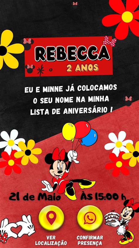 Convite Minnie Vermelha Interativo Digital Envio Rápido Elo7