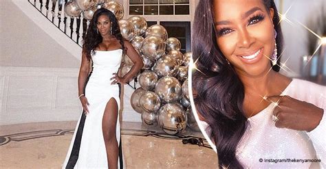 Kenya Moore Looks Stunning As She Poses In A Sparkling White Dress And