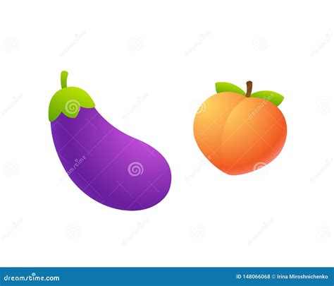 Eggplant And Peach Emoji Stock Vector Illustration Of Food 148066068