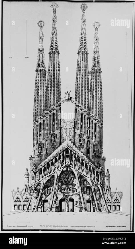 Sagrada Familia Passion façade Zeichnung der façade im Bau E 1 100