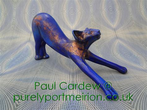 Paul Cardew Design Cool Catz Stretching Blue Raku Pcd Owning A