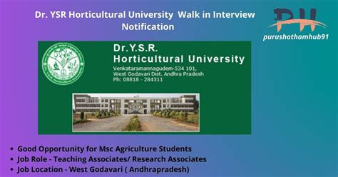 Dr. YSR Horticultural University Notification – 2021