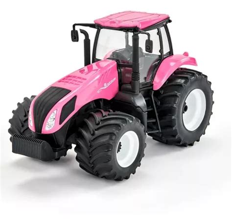 Trator Brinquedo Miniatura New Holland T Agriculture Cor Rosa