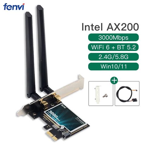 Wi Fi 6 Intel Ax200 3000mbps Sem Fio Adaptador Pcie Desktop Banda Dupla