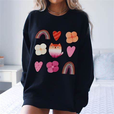 Subtle Lesbian Pride Sweatshirt Lesbian Subtle Pride Shirt Lesbian Cat Lover Shirt Trendy Pride