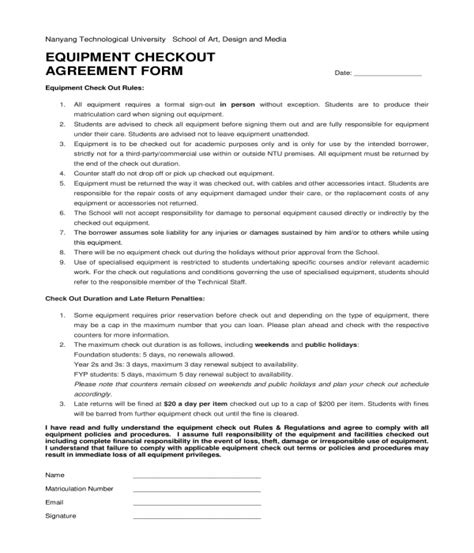 FREE 13 Equipment Checkout Form Samples PDF MS Word Google Docs Excel