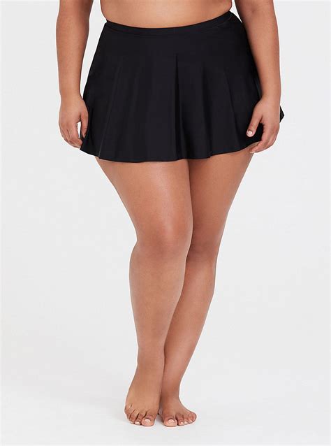 High Rise Long Skater Swim Skirt With Brief Swim Skirt Black High