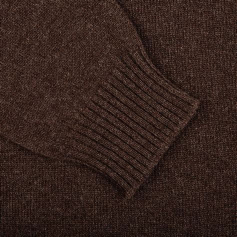 William Lockie Mocha Brown Crew Neck Lambswool Sweater Baltzar