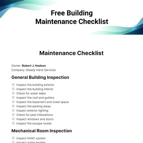 FREE Maintenance Checklist - Edit Online & Download | Template.net