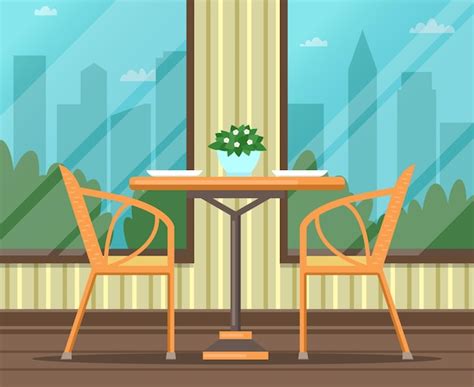 Premium Vector Interior Of Empty Restaurant Cafe Flat Design Vector Illustration