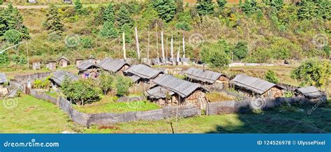 Bhutanese Traditional Houses with Bamboo Roofing - Bhutan Editorial Stock Photo - Image of ...