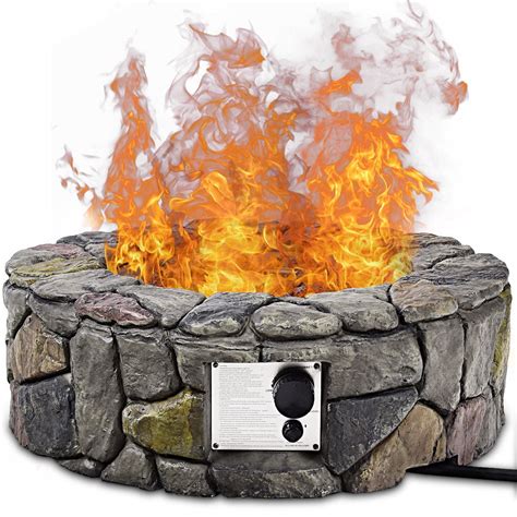 Costway 28 Propane Gas Fire Pit Outdoor 40000 Btus Stone Finish Lava