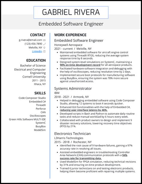 5 Embedded Software Engineer Resume Examples For 2024