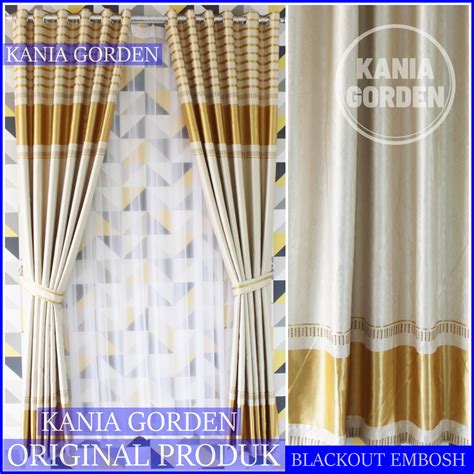 Gorden Jendela Pintu Model Smokring Bahan Blackaut Motif Salur