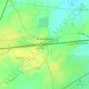 Arakkonam topographic map, elevation, terrain