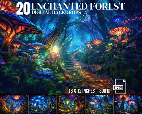 Enchanted Forest Digital Backdrops Magical Forest Backdrops Vibrant ...