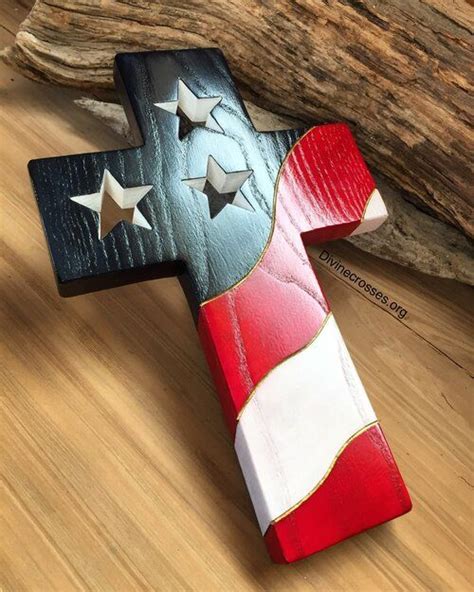 Flag Crosses Divinecrosses American Flag Wood Wooden Cross Crafts