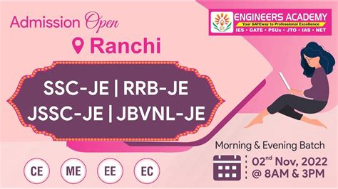 EngineersAcademyRanchi Launching New Offline Batch For SSC RRB JSSC JE