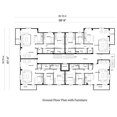 Apartment Plan Modern House Plan Residence Plan Condo Plan - Etsy