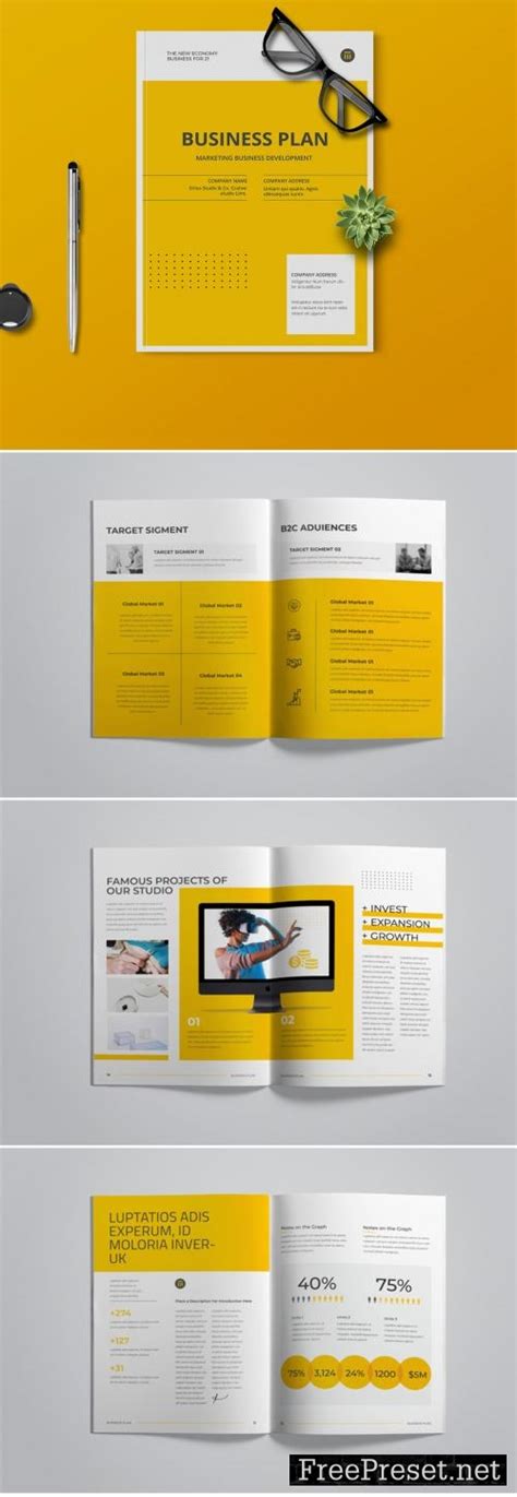 Adobe Stock Business Plan Layout With Yellow Accents