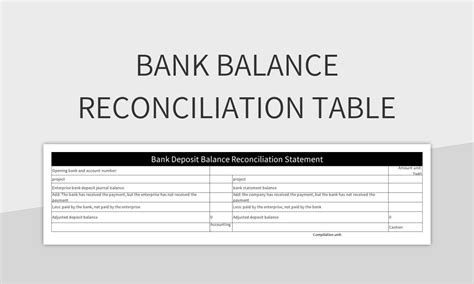 Bank Balance Reconciliation Table Excel Template And Google Sheets File