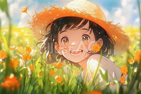 麦わら帽子をかぶった女の子イラスト No 24251986｜無料イラスト・フリー素材なら「イラストac」