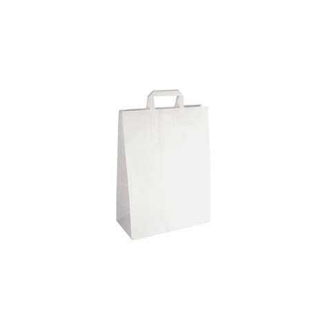 Sac En Papier Kraft Blanc Poign Es Plates Accueil