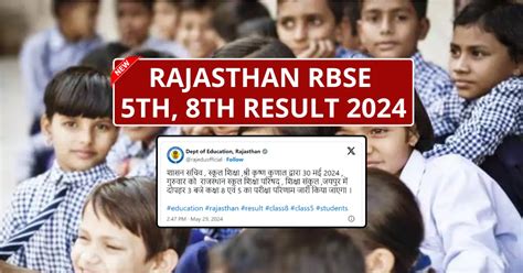 Class 5 Board Result 2024 Rbse Avril Wallie