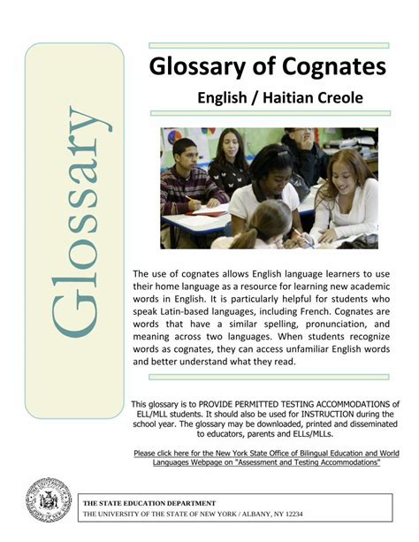 Pdf Glossary Of Cognates Glossary Glossary Of English Haitian