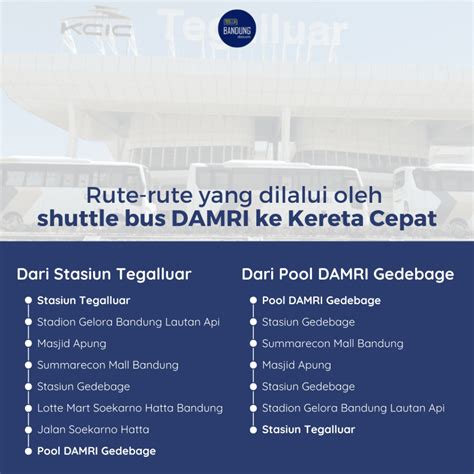 Rute DAMRI Ke Stasiun Kereta Cepat DAMRI Dari Kota Bandung GRATIS