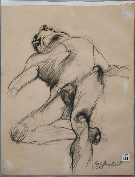 At Auction Charcoal Male Nude Drawing Signed Illegibly R Barry Bort Dated X