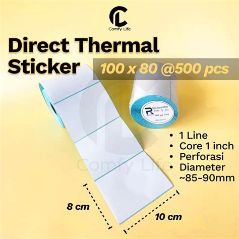 Jual DIRECT THERMAL STICKER 100x80 MM KERTAS LABEL STIKER BARCODE 1