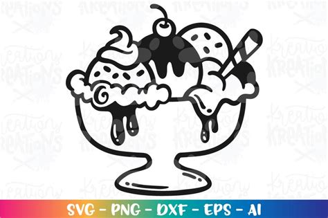 Sundae Clipart Svg Ice Cream Sundae Scoops Funny Clipart Etsy Uk