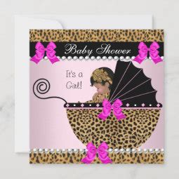 Baby Shower Cute Baby Girl Leopard Hot Pink Invitation Zazzle