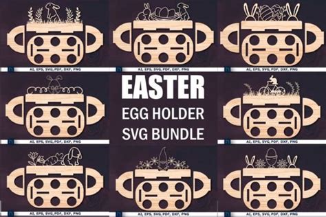 Laser Cut Easter Egg Holder Svg Bundle Graphic By Ngised Creative Fabrica