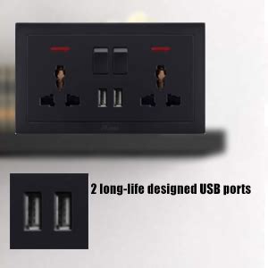 V MAX Double MF Switched Socket With 2 USB Electric Power Sockets For