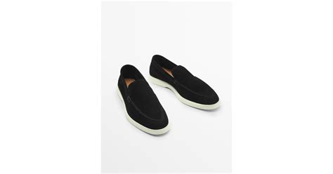 MASSIMO DUTTI Black Split Suede Loafers For Men Lyst