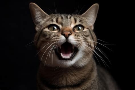 Premium AI Image | Portrait of a screaming cat Surprised cat with open ...