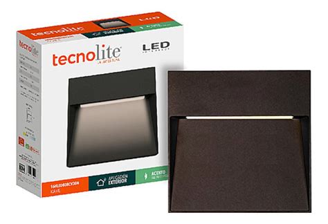 Lampara Pared Tecnolite Led Negro 16w Kave 2 Luz De Cortesia Envío gratis