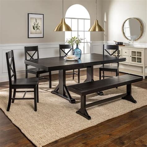 Walker Edison Furniture Company 6-Piece Traditional Wood Dining Set ...