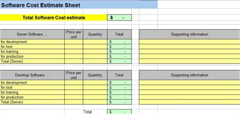 Project Cost Estimating Spreadsheet