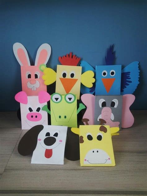 Animalitos de bolsas Títeres de bolsas de papel Manualidades