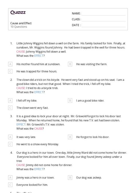 50 Cause And Effect Worksheets For 5th Grade On Quizizz Free And Printable