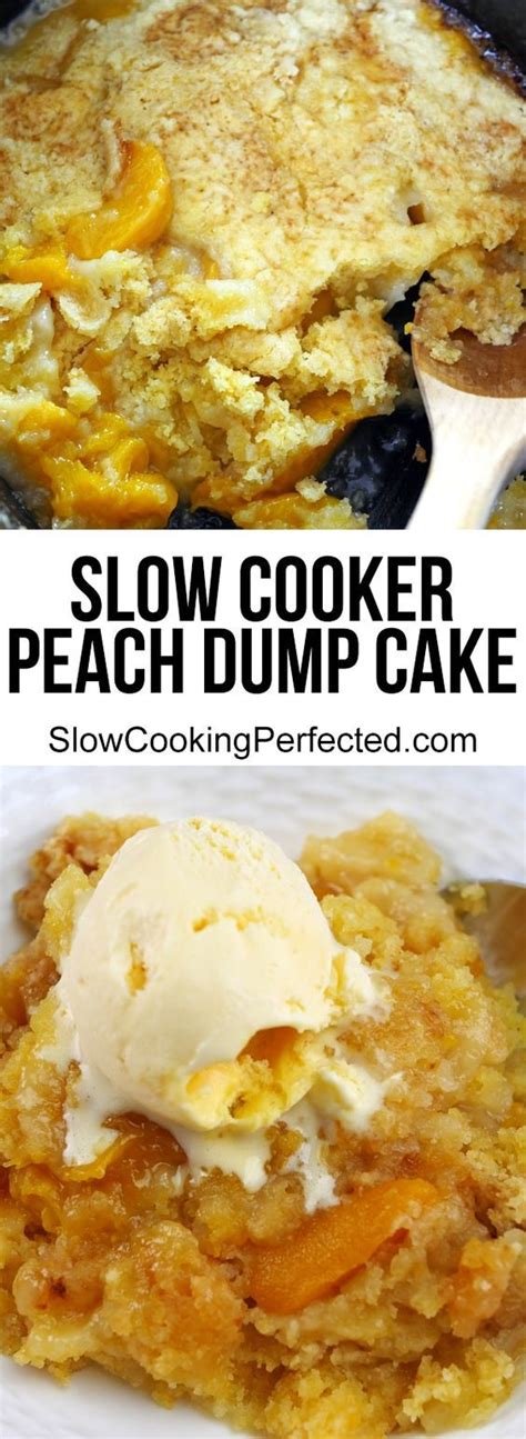 Easy Slow Cooker Peach Dump Cake Recipe Slow Cooker Desserts Crock Pot Desserts Slow