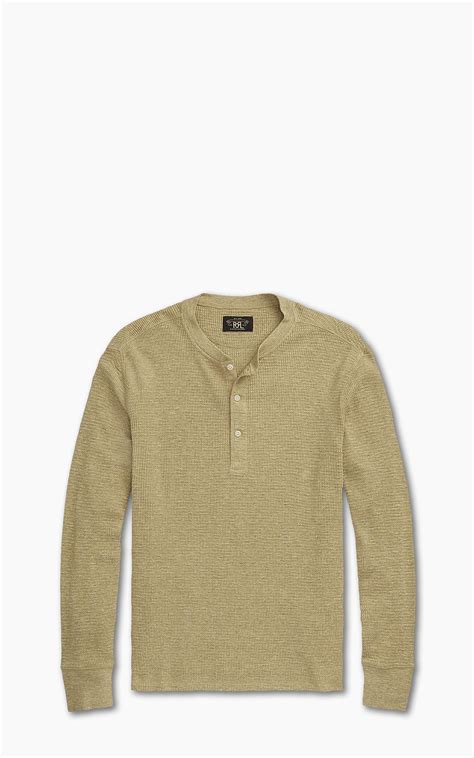 Rrl Waffle Knit Henley Shirt Tan Heather Cultizm