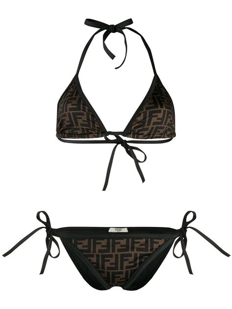 Fendi Synthetic Reversible Ff Logo Padded Bikini In Brown Save 8 Lyst