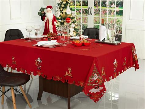 Toalha De Mesa Natal Bordado Richelieu Quadrada 4 Lugares 160x160cm