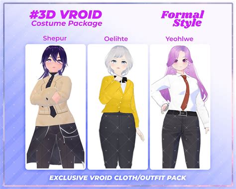 Chic Elegance Bundle Trio Of Formal 3d Vroid Ensembles 3d Vroid