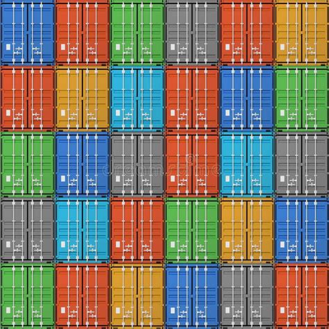 Seamless Texture Of Stacked Colorful Cargo Containers Stock Illustration Illustration Of